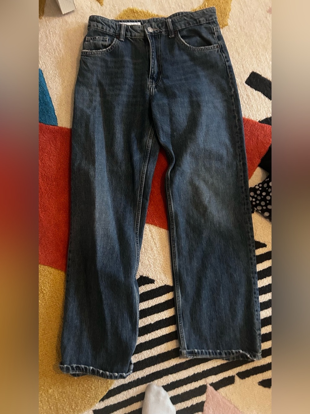 Baggy womens 90s style Straight-Leg dark blue Jeans